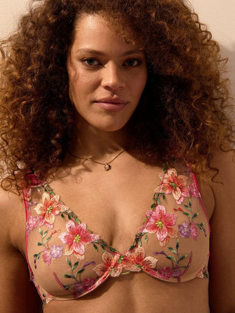 Something About You Mesh Bralette Spring Awakening - Close-Up Front, Floral Embroidery | Hanky Panky