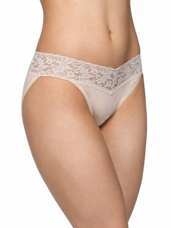 Chai Supima® Cotton V-kini with lace waistband - On Model Side View | Hanky Panky
