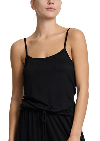 Unwind Cami Black Modal Lounge Camisole - Front View On Model | Hanky Panky