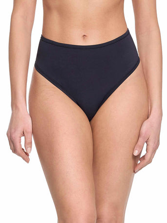 Black YourFit™ High Rise Thong - Front On-Model View, High-Cut Waist | Hanky Panky