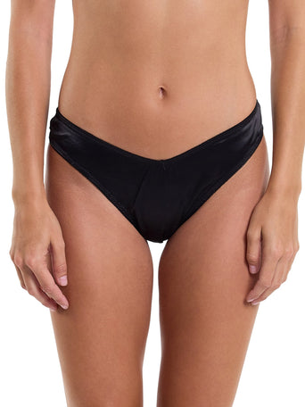 &oh Dark And Dangerous High Cut Thong Black - Front View On Model | Hanky Panky