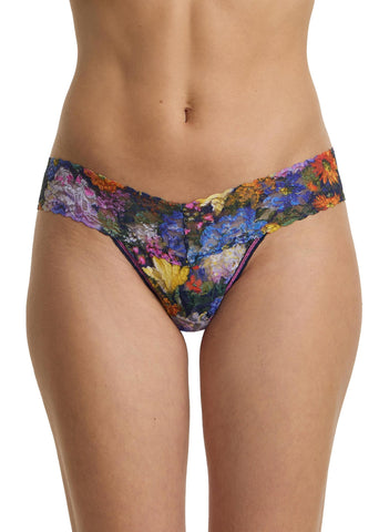 Printed Signature Lace® Low Rise Thong Impressionist Floral Print - Front View On Model | Hanky Panky