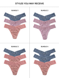 Black Friday Sale - Four bundles of pink and blue lace underwear on a white background