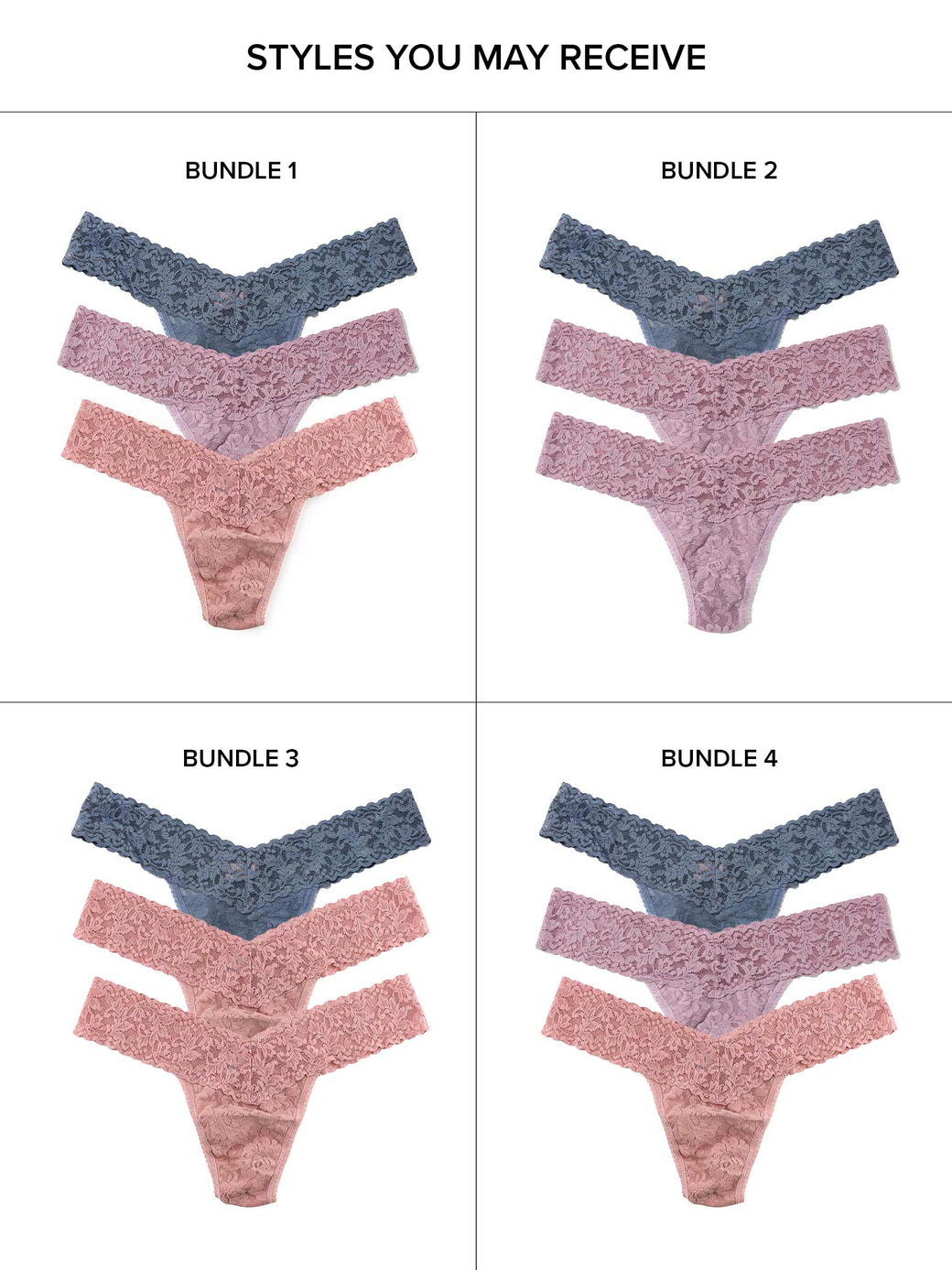 Black Friday Sale - Four bundles of pink and blue patterned underwear on a white background