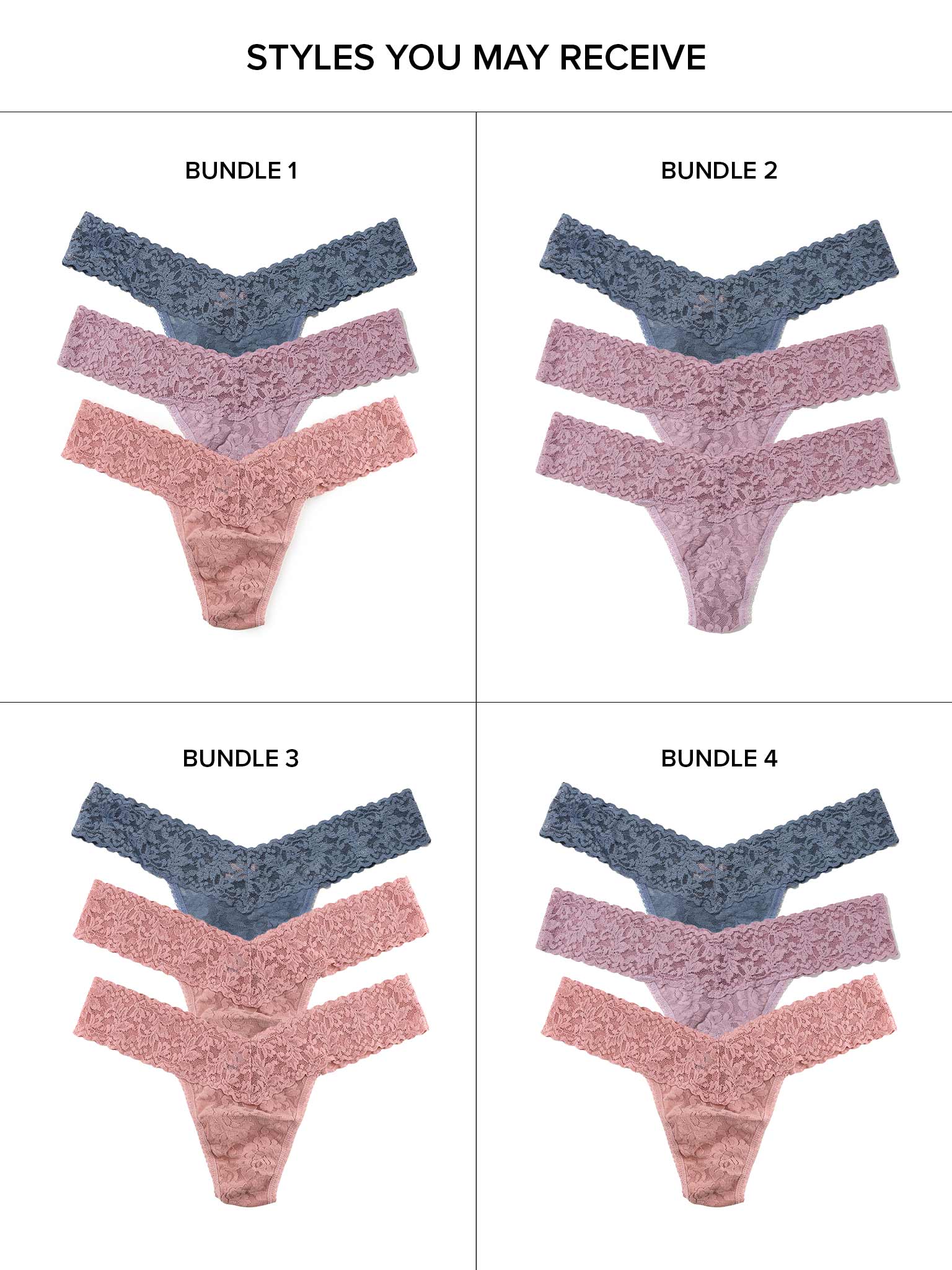Black Friday Sale - Four bundles of pink and blue patterned underwear on a white background