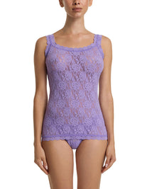 Lace tank top and underwear set in purple on a white background