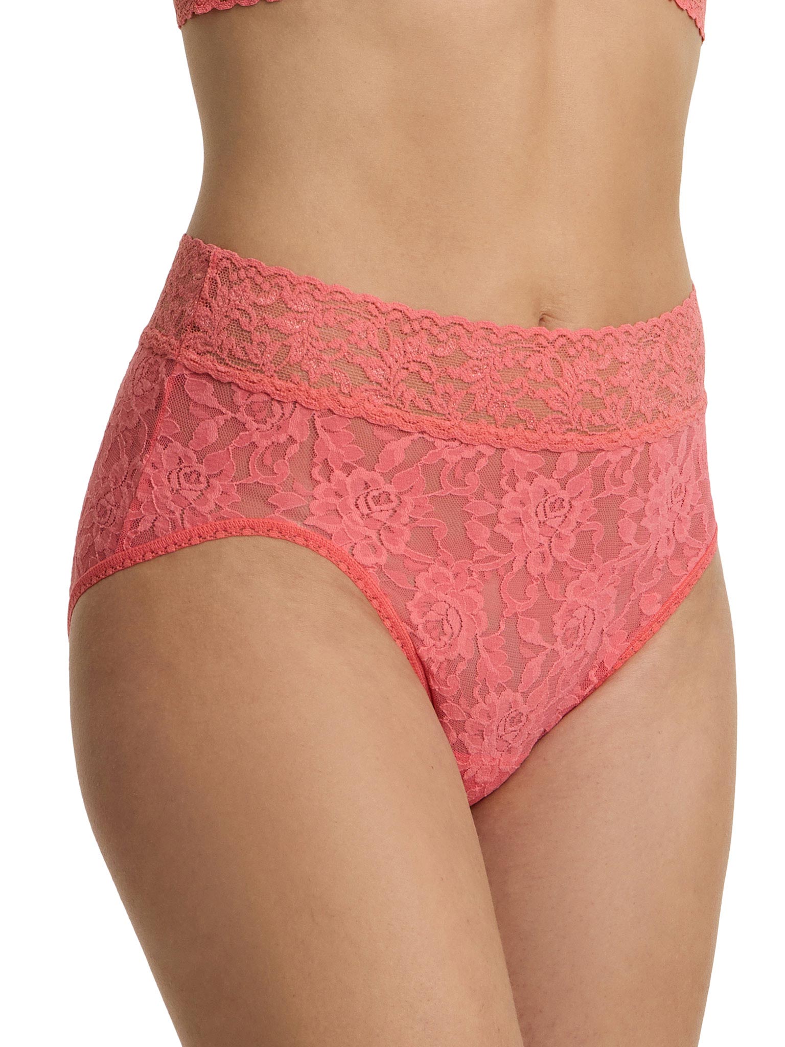 Red lace underwear on a white background