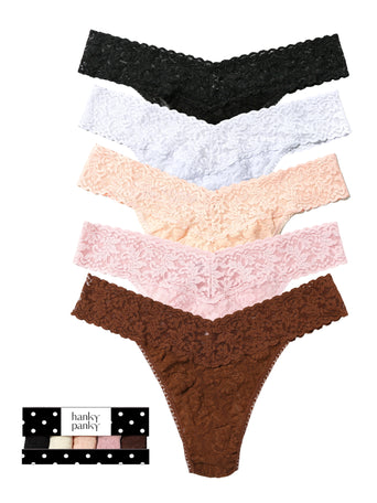 Polka Party Box 5 Pack Signature Lace® Original Rise Thong
