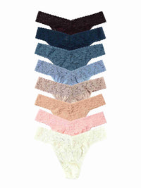Black Friday Sale - Set of eight signature lace underwear in various colors on a white background