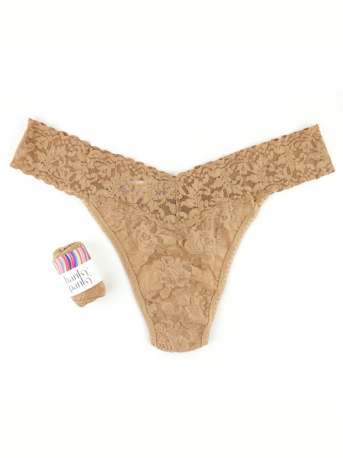 Rolled Signature Lace® Original Rise Thong Sun Tan