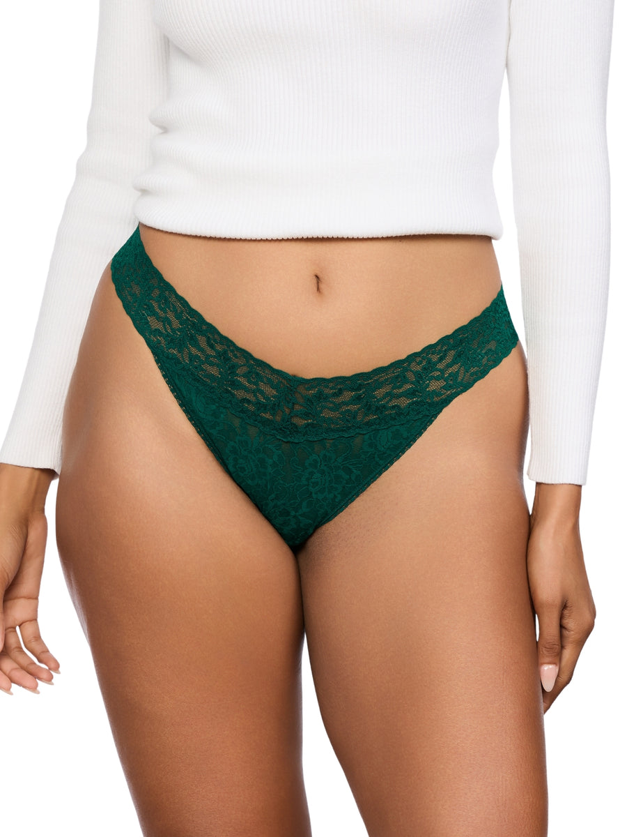 Signature Lace® Original Rise Thong Holiday Cracker Sweet Forest Green