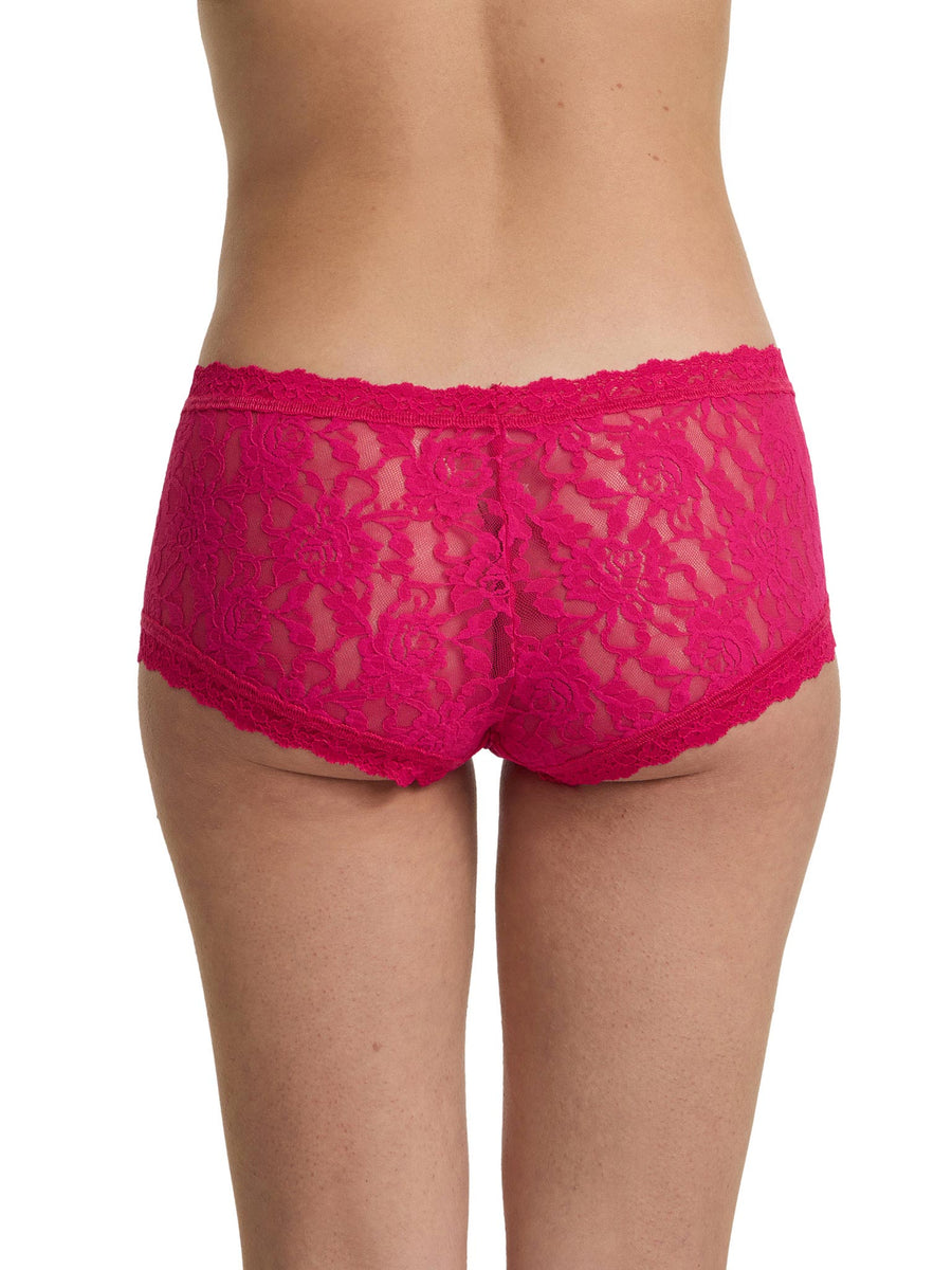 Sealed With A Kiss Pink Signature Lace® Boyshort - Back On Model | Hanky Panky