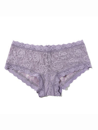 Violet Daze purple Signature Lace® Boyshort - flat lay, floral lace boyshort panties | Hanky Panky