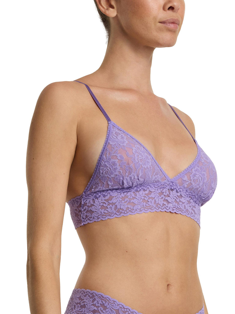 Signature Lace® Padded Triangle Bralette Love Potion Purple - Front Close-Up, Lace Detail | Hanky Panky