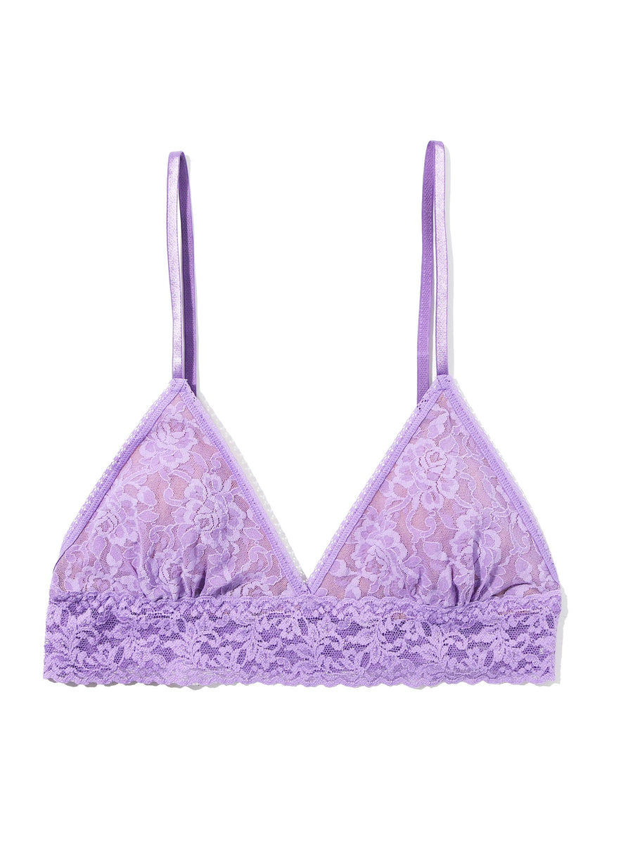 Signature Lace® Padded Triangle Bralette Love Potion Purple - Flat Lay, Purple Lace Bralette | Hanky Panky
