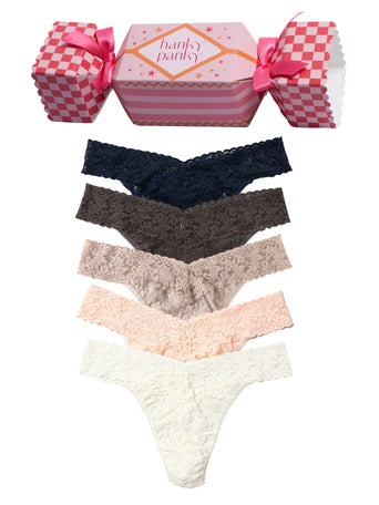 Cozy Neutrals 5 Pack Signature Lace® Original Rise Thongs