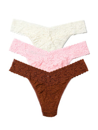 Signature Lace® Original Rise Thong Ice Cream 3 Pack Neapolitan Ice Cream (Marshmallow, Bliss Pink & Macchiato)