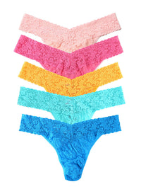 Signature Lace® Original Rise Matchbox 5-Pack Vibrant Pastels - Flat Lay on White | Hanky Panky