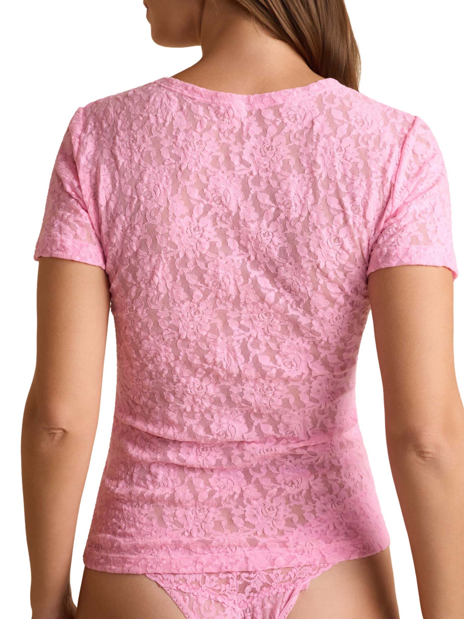 Signature Lace® Short Sleeve Top Strawberry Lemonade Pink