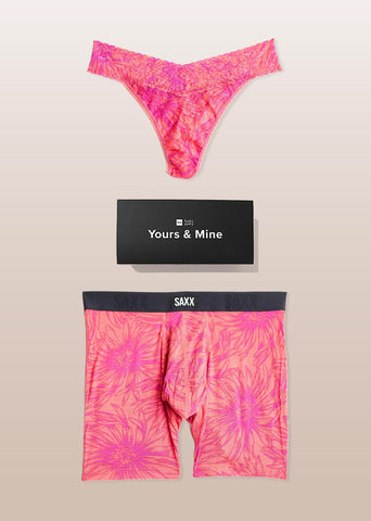 Big Daisy Gumball Hanky Panky x SAXX Yours & Mine Matching Couples Underwear Set - Flat Lay | Hanky Panky