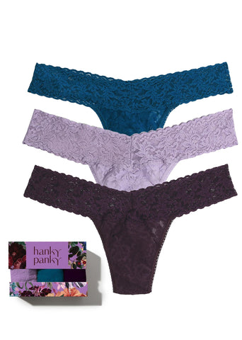 Jewel Box 3 Pack Signature Lace® Low Rise Thongs In Printed Box