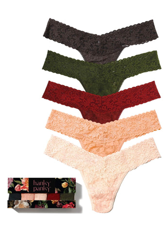 Golden Hour 5 Pack Signature Lace® Low Rise Thongs In Printed Box