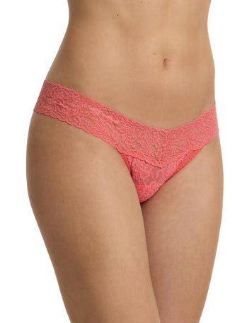 Signature Lace® Low Rise Thong Paloma Pink - Front On-Model View | Hanky Panky