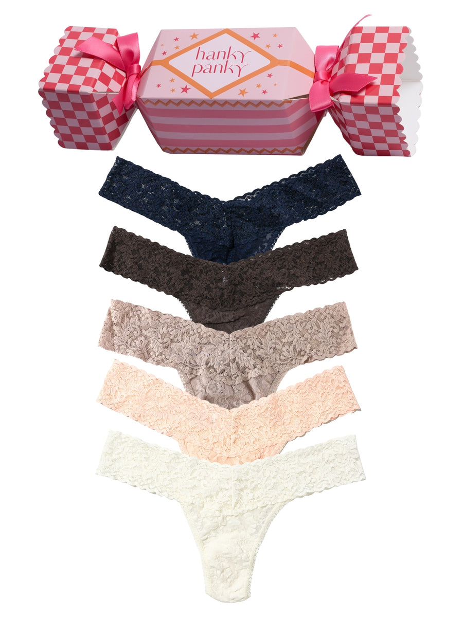 Cozy Neutrals 5 Pack Signature Lace® Low Rise Thong
