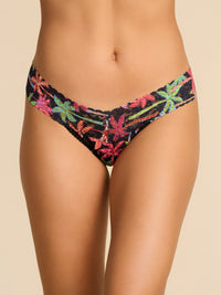 Signature Lace® Low Rise Printed Thong And SAXX Drop Temp Cooling Cotton Boxer Brief Mixed Palms-Black