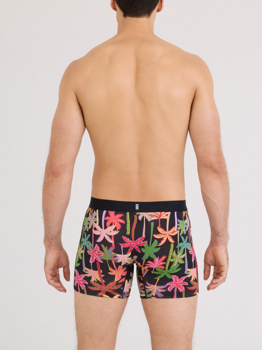 Mixed Palms SAXX Drop Temp Cooling Cotton Boxer Brief - Back View On Model, SAXX Logo Waistband Detail | Hanky Panky