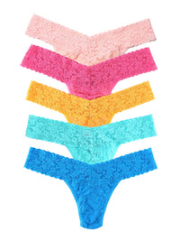 Signature Lace® Low Rise Matchbox 5 Pack Vibrant Pastels (Rosewater Pink/Sugar Rush Pink/Ginger Shot/Seafoam Blue/Fiji Blue)