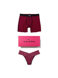 Signature Lace® Low Rise Thong And Saxx Super Soft Vibe Boxer Brief Love Check Baby - Black