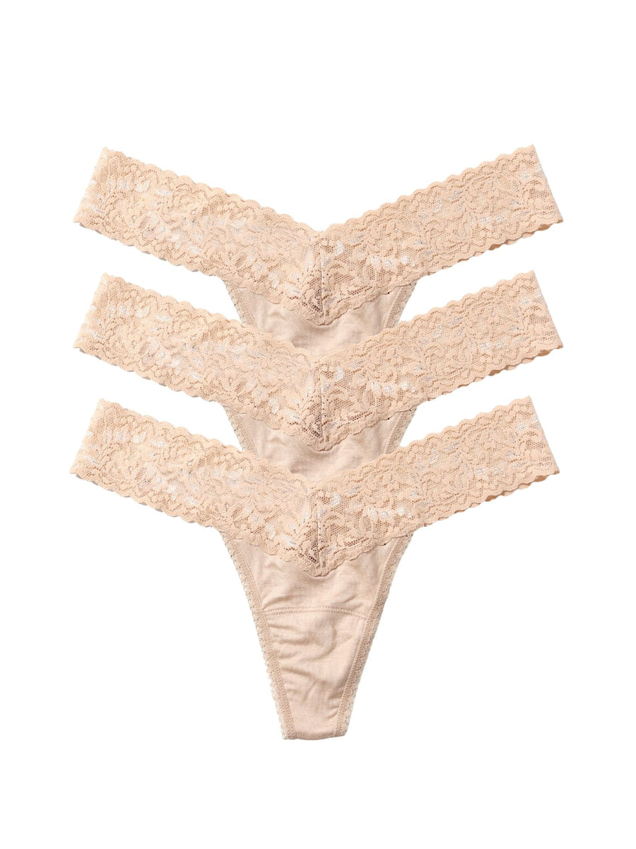 Chai DreamEase™ Low Rise Thong 3-Pack - Flat Lay on White | Hanky Panky