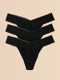 DreamEase™ Original Rise Thong 3 Pack Black