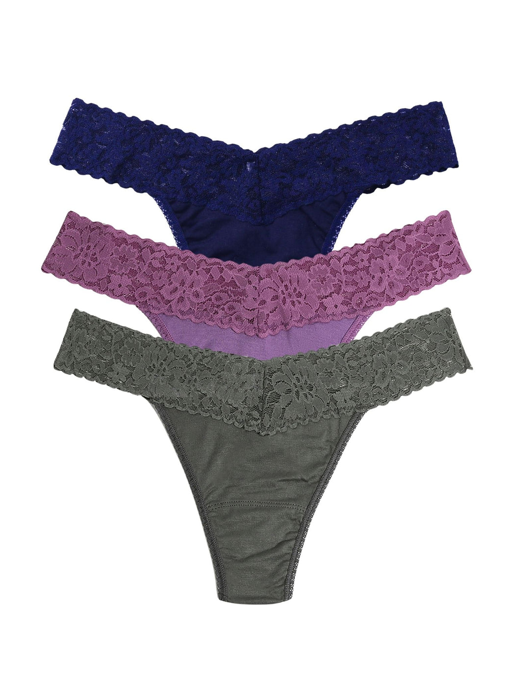 DreamEase™ Original Rise Thong 3 Pack Indigo/Berry Pie Purple/Spaced Out Grey