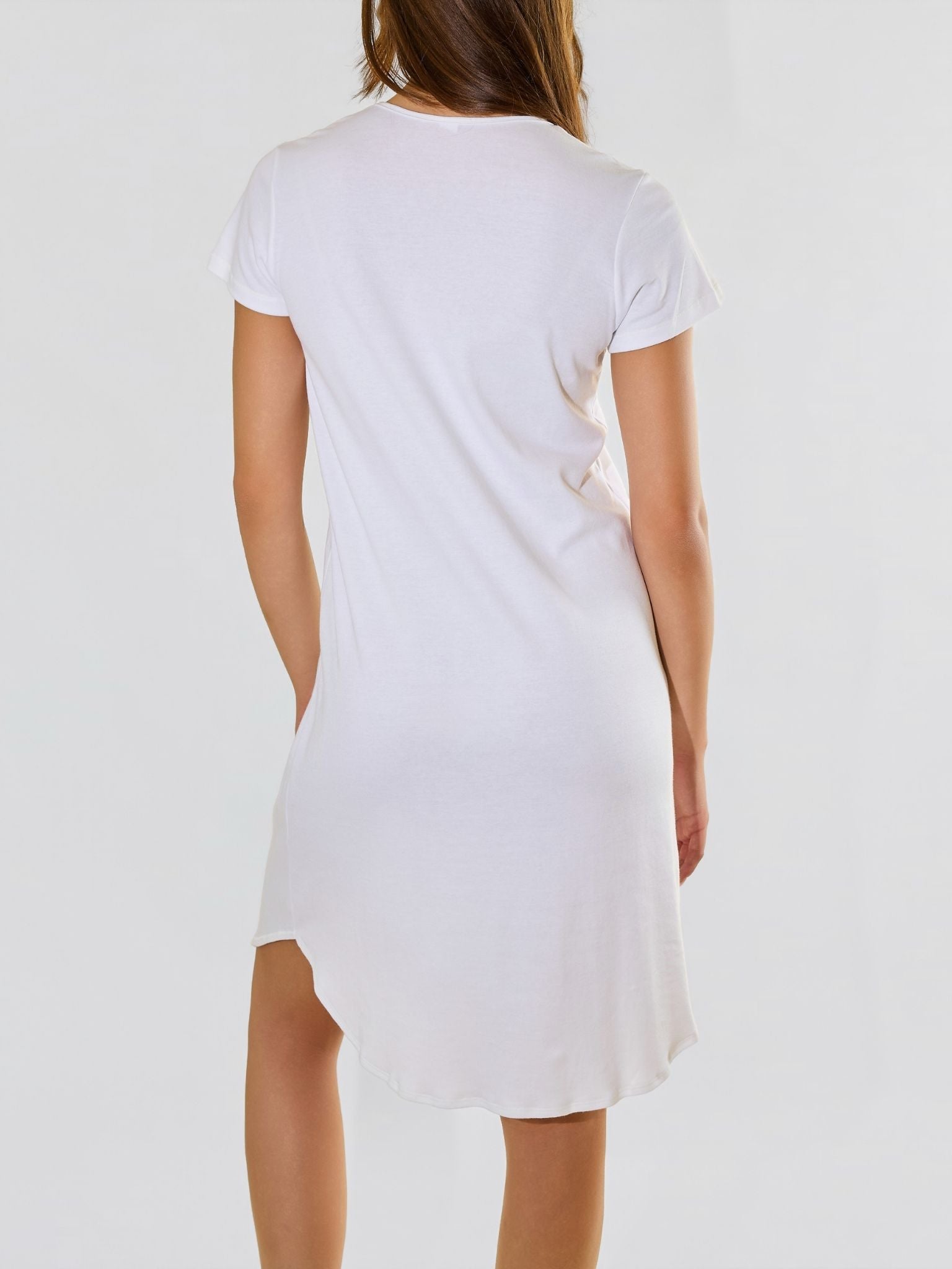 Model facing back Supima® Cotton Gown White