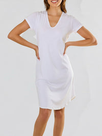 Model posing front in Supima® Cotton Gown White