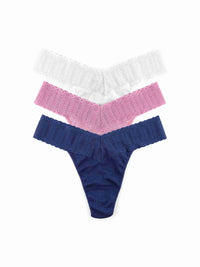 Black Friday Sale - Three pairs of knitted panties in white, pink, and blue on a white background