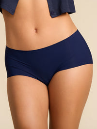  Model facing front in BreatheSoft™ Boyshort Navy