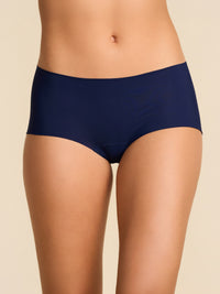 Model facing front in BreatheSoft™ Boyshort Navy