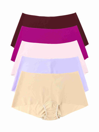 Warm Hues BreatheSoft™ Boyshort 5-Pack Flat Lay - Berry, Magenta, Blush, Lavender, Nude | Hanky Panky