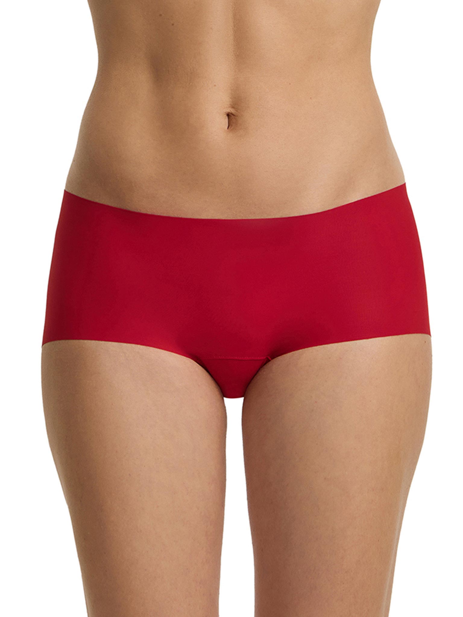 Cherryade Red BreatheSoft™ Boyshort - On Model Front Close-Up, No Panty Lines Seamless Microfiber | Hanky Panky