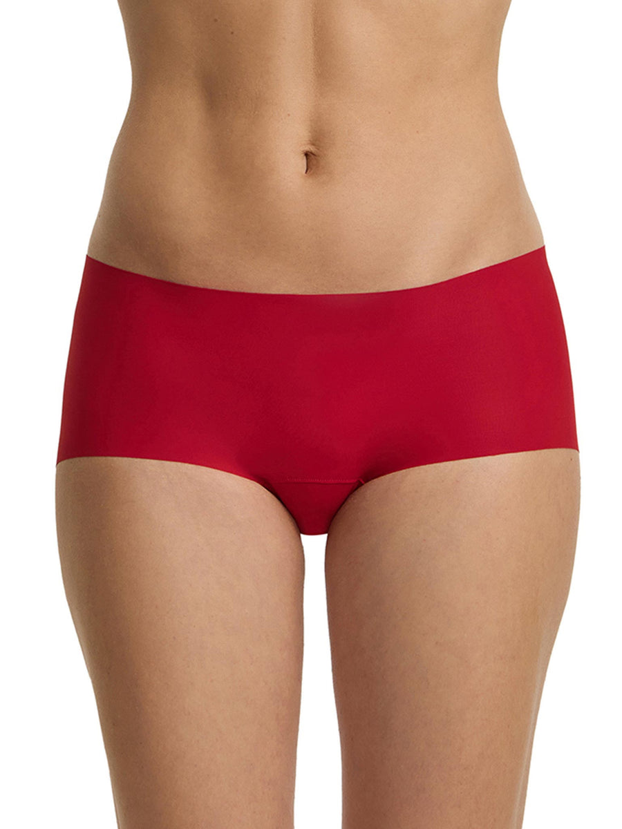 Cherryade Red BreatheSoft™ Boyshort - On Model Front Close-Up, No Panty Lines Seamless Microfiber | Hanky Panky