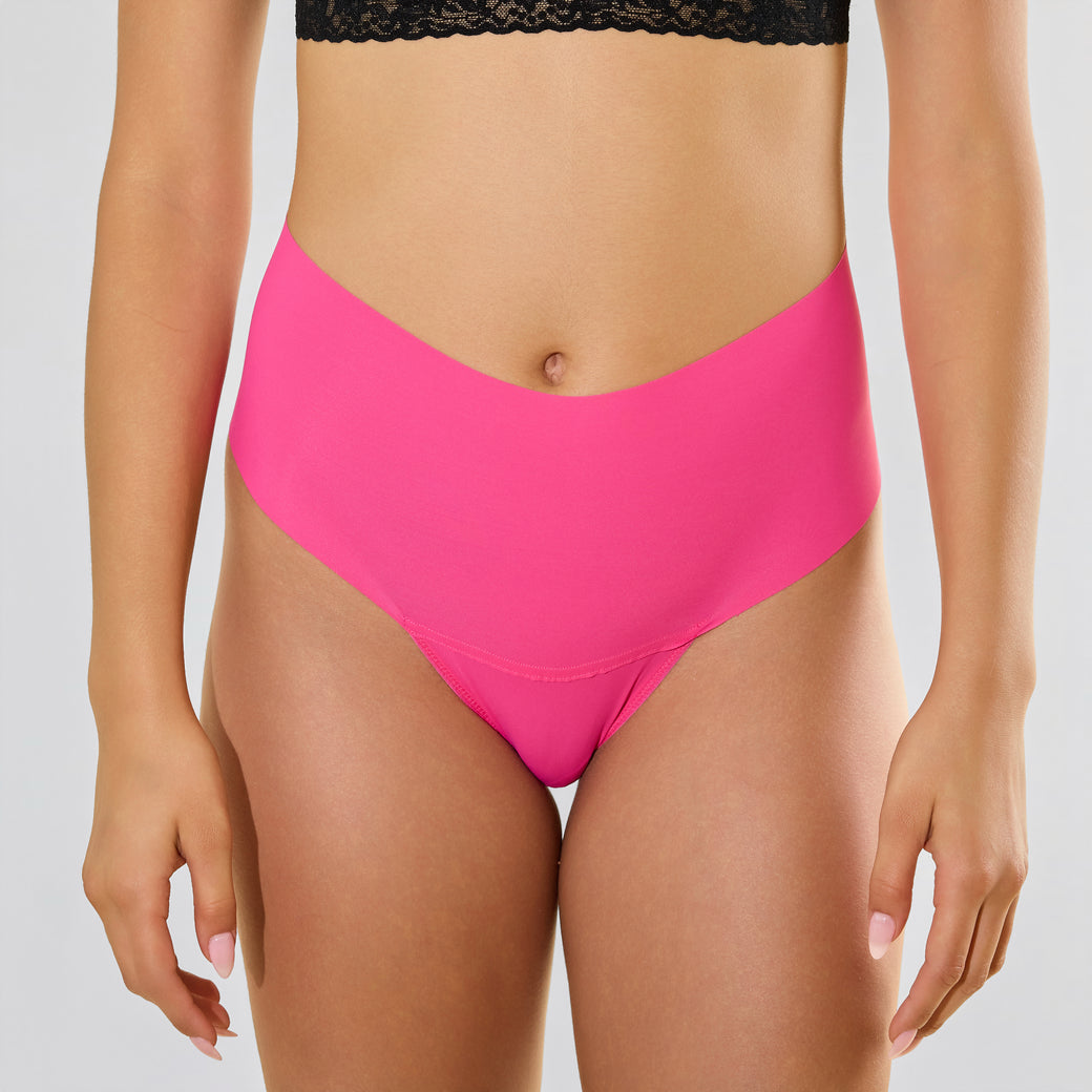 Model forward view of Proactive Pink high rise underwear.