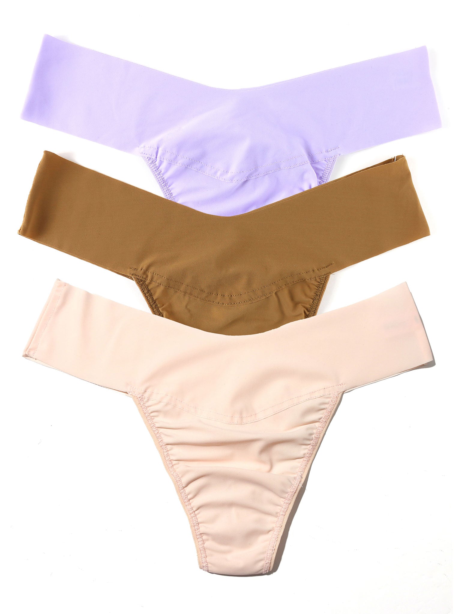 BreatheSoft™ Natural Rise Thong 3 Pack Wisteria Purple/Toffee Brown/Vanilla