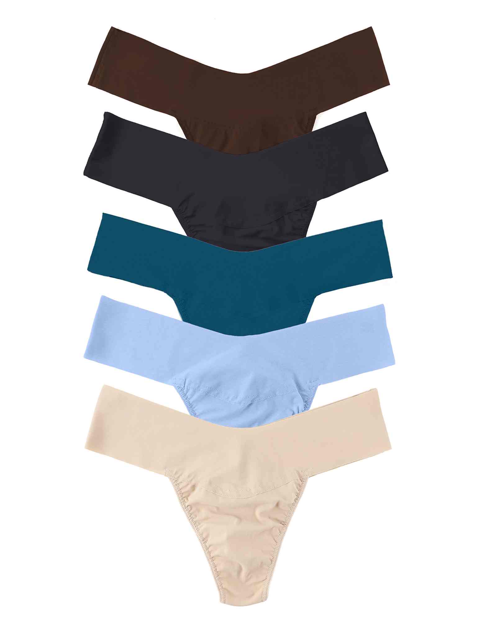 Black Friday Sale - Set of five different colored women's underwear on a white background