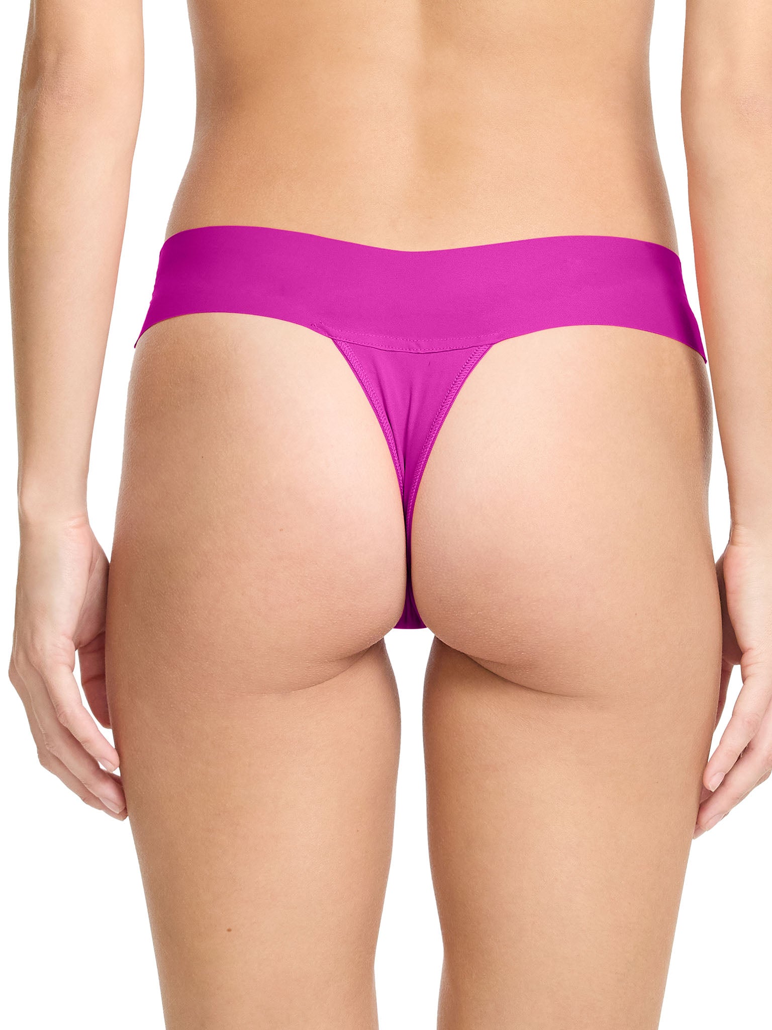 Hot Fuchsia BreatheSoft™ Natural Rise Thong - Close-Up Back View, Second-Skin Microfiber Fit | Hanky Panky
