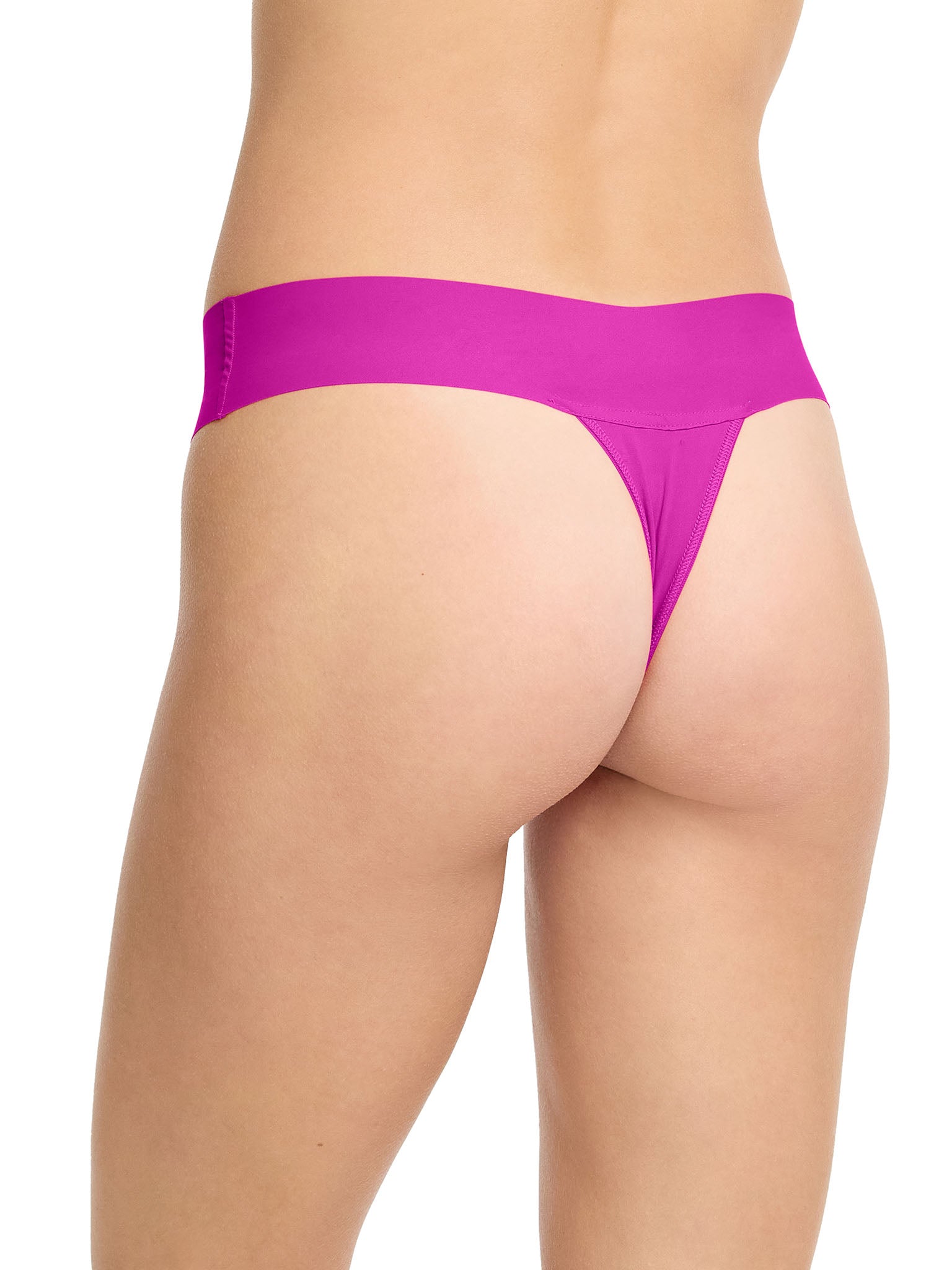 Hot Fuchsia BreatheSoft™ Natural Rise Thong - Close-Up Back Angle, Ultra-Lightweight Microfiber | Hanky Panky