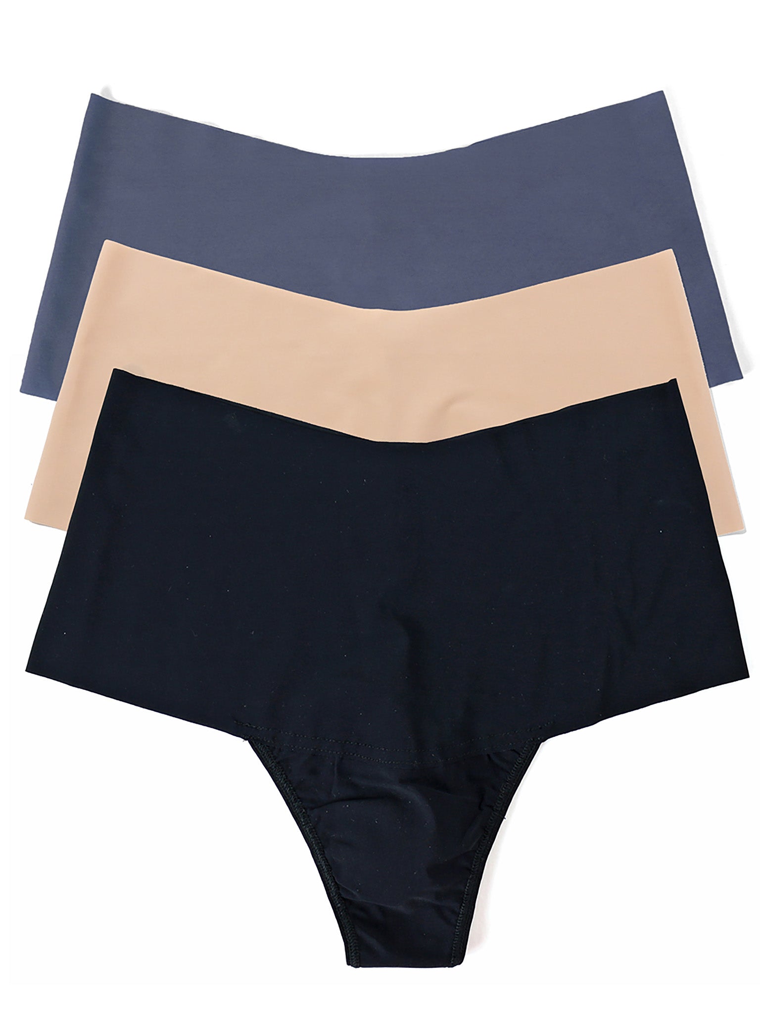 Black, Taupe & Granite Grey BreatheSoft™ High Rise Thong 3-Pack - Flat Lay | Hanky Panky