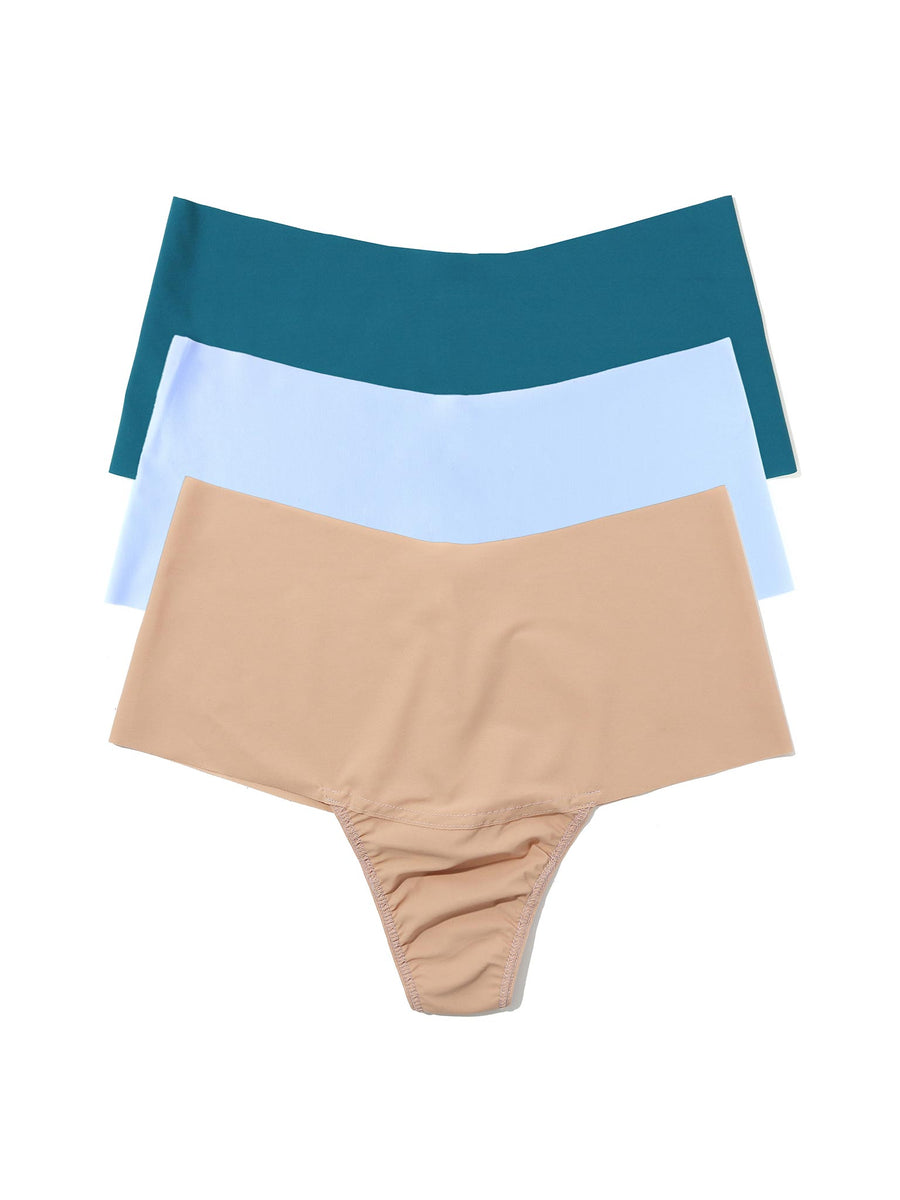 BreatheSoft™ High Rise Thong 3 Pack Spring Neutrals - Seamless Microfiber High Waisted Thongs | Hanky Panky